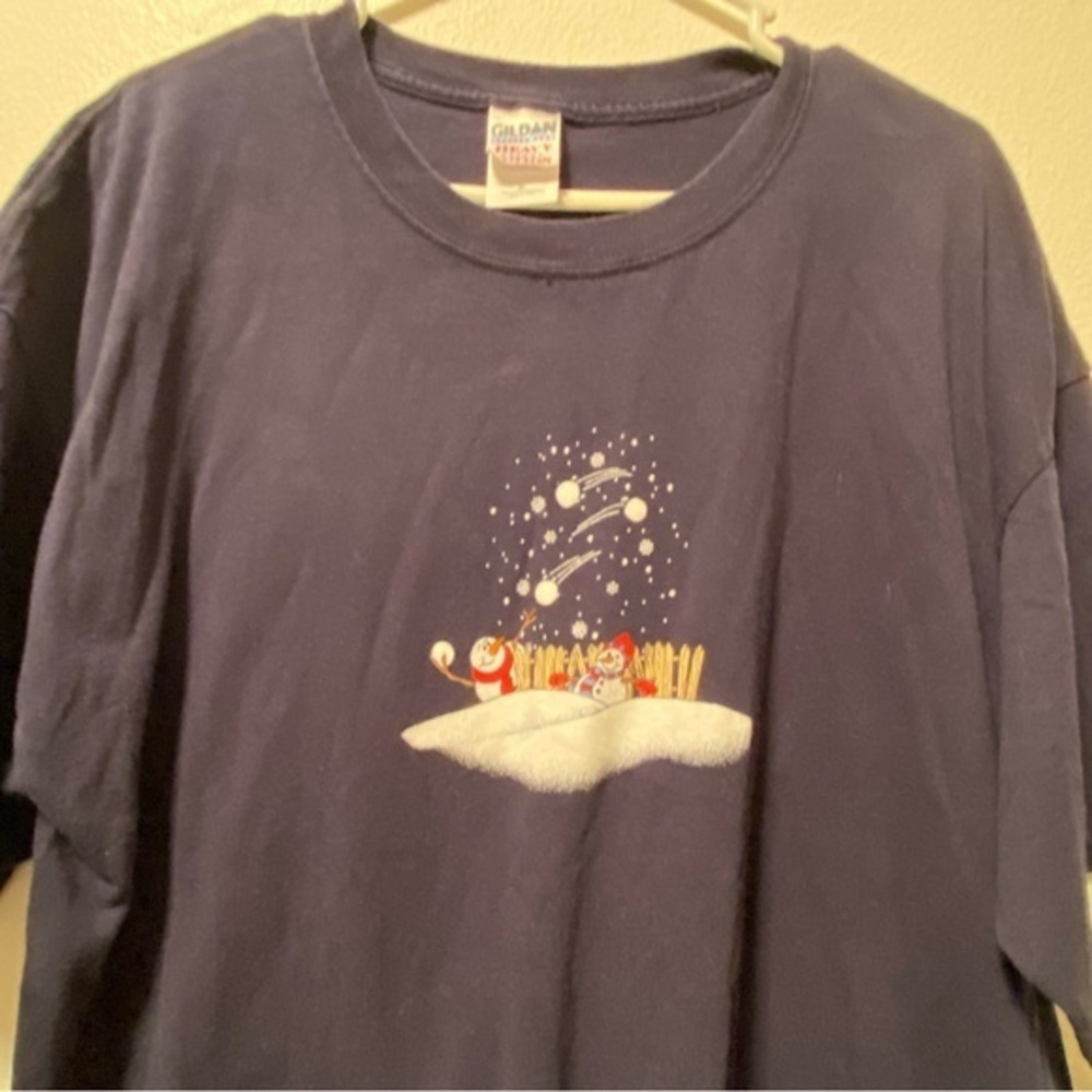 Christmas T-Shirt Women’s Size XL Blue‎ Snowman’s Cotton